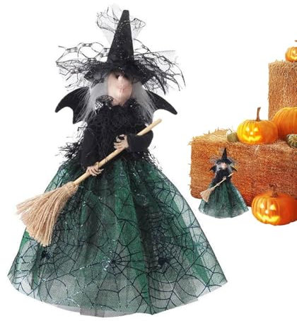 Vriusi Halloween Hexe Statue, Halloween Hexe Figur Deko Hexe Figur Halloween Gruselig für Büro Dekoration Baumspitze für Kinderzimmer