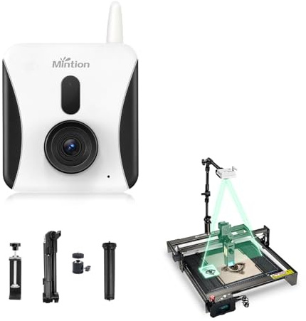 Mintion Laserkamera, Mintion Lasercam-Kamera für Lasergravierer/-schneider, LightBurn-Kamera, LightBurn Wireless Bridge, Fernüberwachung und -steuerung, präzise Positionierung, Dual WiFi 2,4 & 5 GHz