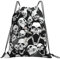 LimPac Turnbeutel mit Totenkopf-Hintergrund, Kordelzug, Sportbeutel für Damen und Herren, Reisen, Strand, Rucksack, Weiss/opulenter Garten, Einheitsgröße