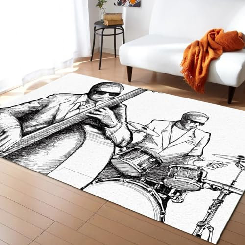 Teppich 3D Jazz-Trommelmusikinstrument Teppiche Wohnzimmer Große Teppiche Luxus Tierteppiche Schlafzimmer Badezimmer Küche Bodenmatte Fußmatte - Polyester-Soft-Touch, 180 X 280 cm -3304605080397