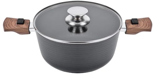 Faitout antiadhésif 24 cm Légende avec couvercle en verre inclus et poignées amovibles - Faitout 4,3L Durandal