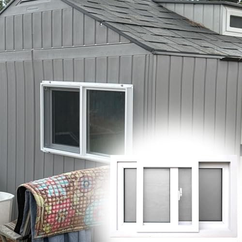 Ventanas de Aluminio Ventanas de Aluminio de Repuesto para Casas, Ventana Corrediza Horizontal para Exteriores con Persianas de Ciervo con Vidrio, Ventana para Cobertizo con Cerradura y Montaje Empotr