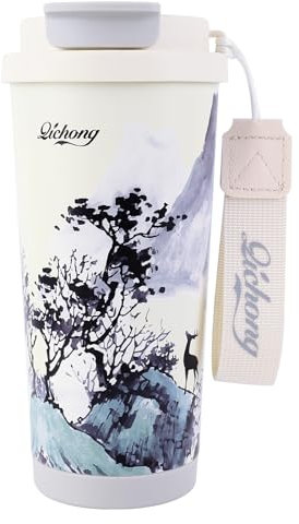 EACHPT Thermos Travel Mug,500ML Insulated Coffee Travel Mug - Double-Wall Stainless Steel, Leak-Proof &BPA Free,Portable Coffee Cup Travel Mug with Hidden Straw - Perfect for Hot and Cold Drinks