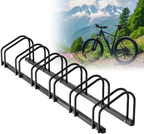 Randaco Béquille pour 6 vélos, support multiple, support de vélo, support de sol, support de vélo, montage mural, en métal, peu encombrant, noir