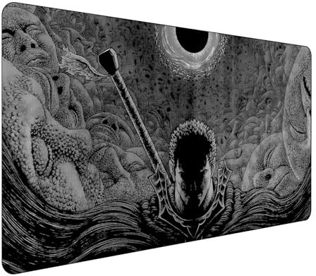 Berserk Guts Anime Mauspad,Gaming Mauspad,Groß Mousepad XXL 900 x 400 mm,rutschfeste Gummiunterseite genähte Kanten,für PC, Laptop,Großer Erweiterter Schreibtisch Schutz Für Home Office.