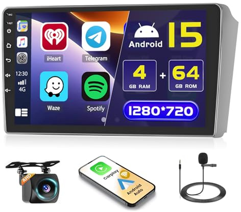 4+64G 9 Android Autoradio für Toyota Avensis 2003-2009 | Touchscreen Wireless Carplay Autoradio 2 DIN GPS Navi Bluetooth WiFi FM/RDS Rückfahrkamera Lenkradsteuerung 4+64G