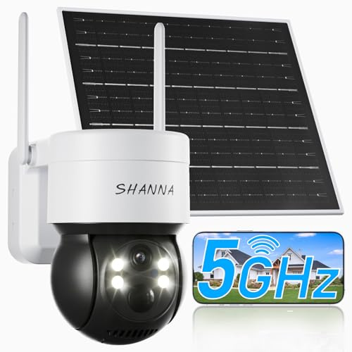 [5GHz & 2,4GHz] Telecamera Pannello Solare, 2K 4MP Telecamera Wi-Fi Esterno con Pannello Solare da 6W,7800mAh Batteria,Faro,Rilevamento del movimento AI, Visione notturna a colori, Audio bidirezionale