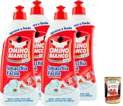 Italian Gourmet Smacchiatore Pretrattante Fleckenentferner Textil 4 x 500ml | Für dunkle und bunte Kleidung, delicato sui tessuti, applicazione mirata prima, Gesamtnettogewicht 2 L + Kostenlos Polpa 400g