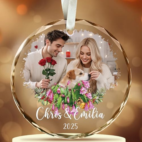 Personalised Christmas Bauble with Photo | Custom Crystal Photo Ornaments for Xmas Gifts, Christmas Tree Decoration for Kids, Mom, Dad, Family