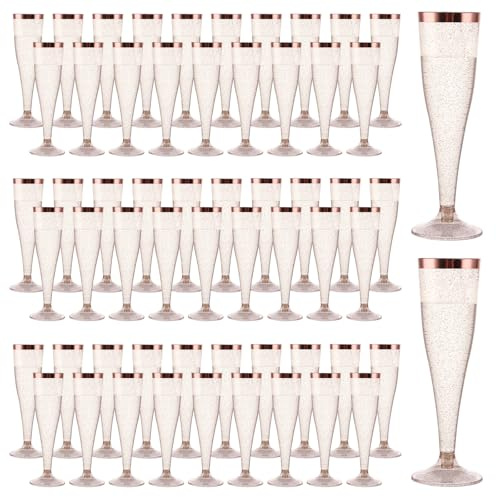 JMIATRY Lot de 100 flûtes à champagne réutilisables en plastique de 135 ml