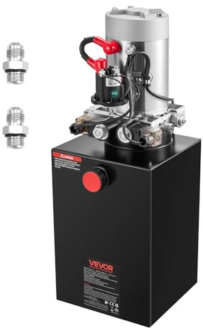 VEVOR Pompa Idraulica per Rimorchio Ribaltabile 1600 W 2600 giri/min Centralina Idraulica Azione Doppia per Sollevamento da Officina con Serbatoio d'Olio in Metallo Volume 2,1 mL/r per Piattaforma
