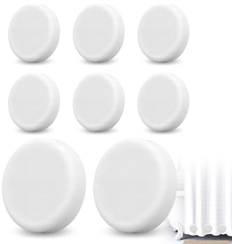4 Paires Poids Magnétiques pour Rideaux, Ronds Aimants de Rideau de Douche, Réutilisables Poids pour Nappes, Rideaux Intérieurs et Extérieur (Blanc)