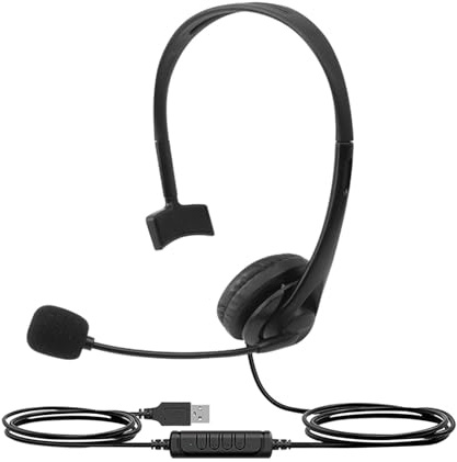 MotiveTech USB Headset with Single Ear Professional Comfort Sturdy Call Center Wired Headphone for Office Centers
