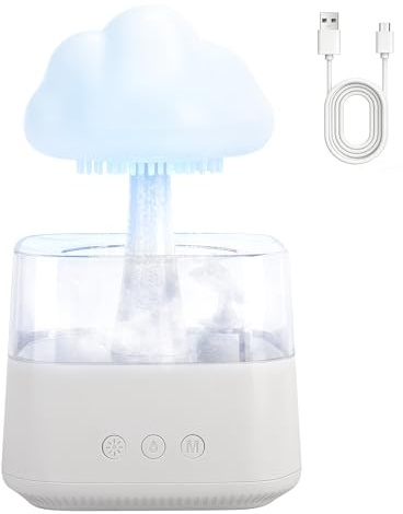 EXTRASTAR 800ML Regenwolken Luftbefeuchter mit Auto-Abschaltung, Regentropfen-Nebel, 7 Farben LED & 3 Lichtmodi, USB-C, für Schlafzimmer und Büro