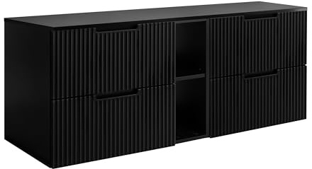 3E 3xE living.com Badezimmerschrank, Schwarz, 180 (2 x 80 + 20) x 58,6 x 46 cm