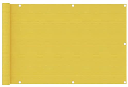 Ordellia Brise-vue pour balcon, jaune, 90 x 400 cm, en polyéthylène haute densité avec protection UV, perméable au vent et à l'eau, avec œillets en aluminium et corde en polyéthylène de 12 m, pour