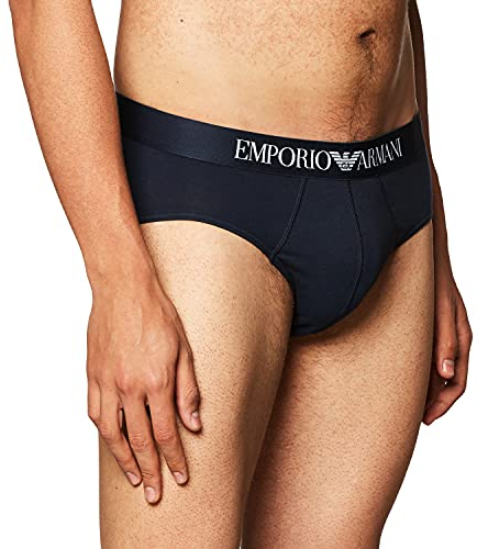 Emporio Armani Herren-Slip, Baumwolle, Navy, Medium