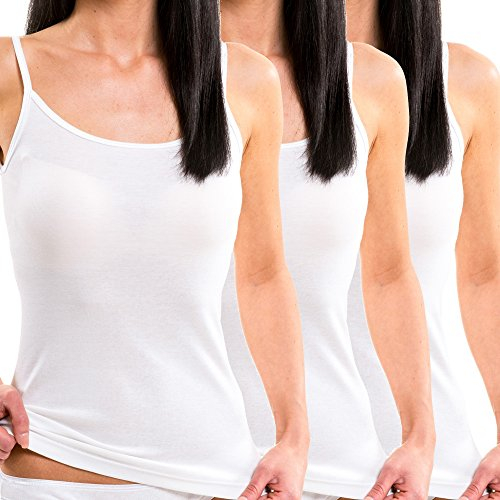 HERMKO 1560 Kit de 3 Camisetas de Tirantes 100% algodón, Farbe:Blanco, Größe Damen:36/38 (S)