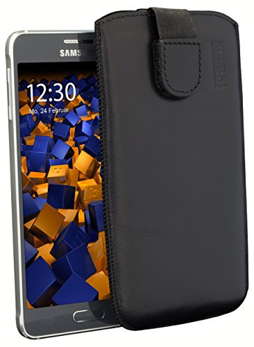 mumbi ECHT Ledertasche Samsung Galaxy Alpha Tasche Leder Etui (Lasche mit Rückzugfunktion Ausziehhilfe)