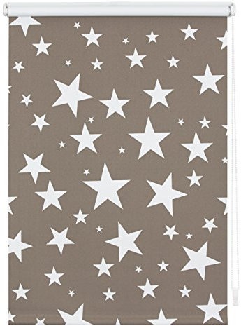 Lichtblick KRV.120.180.101 Rollo Klemmfix, ohne Bohren, Verdunkelung, Sterne - Grau-Weiß - 120 cm x180 cm (B x L)