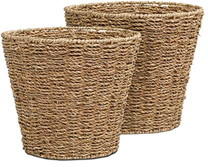 ARPAN Set of 2 Seagrass Waste Paper Bin/Basket/Storage - Ideal For Home, Office, Bedrooms