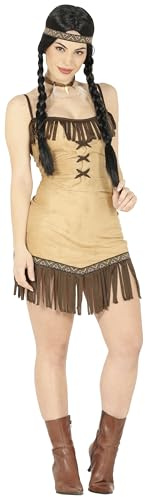 FIESTAS GUIRCA | Costume India Miwok Donna - Vestito e Fascia per la Testa - Costumi da Indigena, Nativa Americana per Halloween, Carnevale e Feste in Maschera