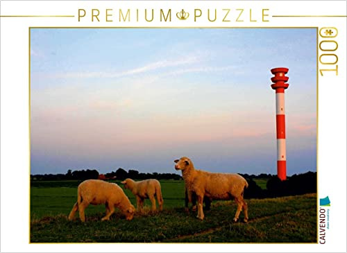 CALVENDO Puzzle Schafe am Leuchtturm | 1000 Teile Lege-Größe 64 x 48 cm Foto-Puzzle für glückliche Stunden