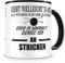 Samunshi® Stricken Tasse mit Spruch Geschenk für Mann Frau Oma oder Opa Kaffeetasse groß Lustige Tassen zum Geburtstag schwarz 300ml
