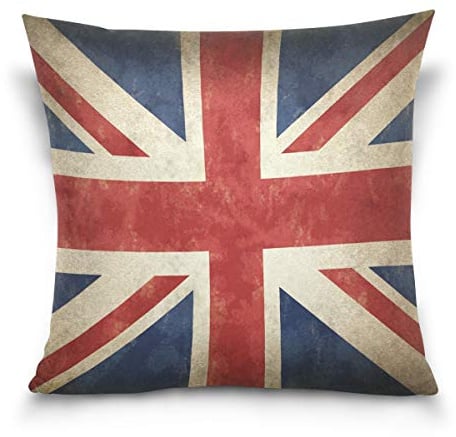 Linomo Kissenbezug 50x50 cm, Jahrgang UK Flagge Union Jack Englisch England Dekorative Kissenbezug Kissenhülle für Couch Sofa Bett Hause