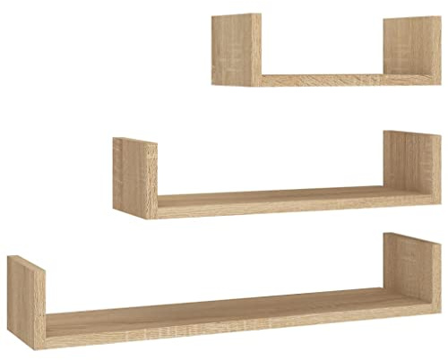 vidaXL Wall Display Shelf 3 pcs Sonoma Oak Engineered Wood
