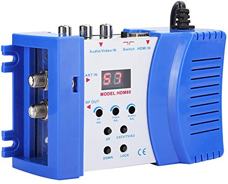 1080P Digital RF HDMI Modulator, tragbarer Dualband VHF/UHF Modulator, PAL/NTSC Standard Modulator AV zu RF Konverter für TV, PC, DVD