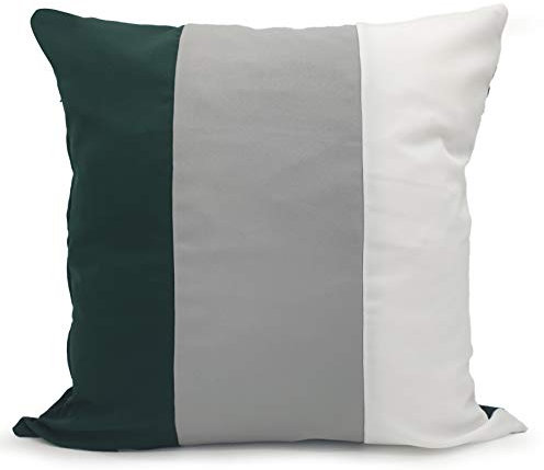 Cojines grandes de 3 tonos + fundas o fundas solo en 3 bonitos colores (verde botella/gris/blanco, funda de cojín de 53 x 53 cm)