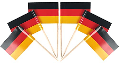 QQSD Deutschland Zahnstocher-Flagge, Deutschland, kleine Mini-Cupcake-Flaggen, 100 Stück