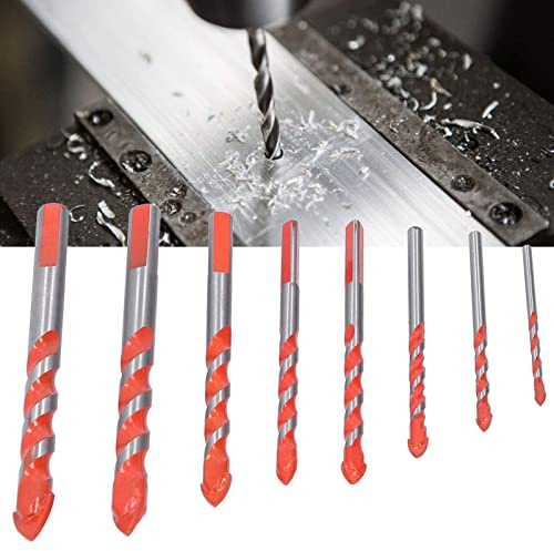 Juego de 8 Brocas con Punta de Carburo de Tungsteno Multiusos para Taladro | Accesorio versátil, permite perforar azulejos y diversos materiales