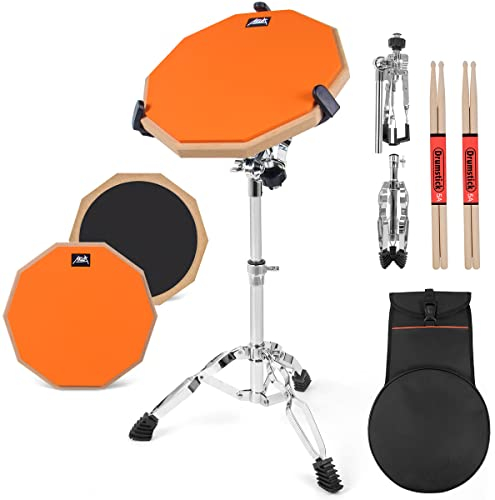 AKLOT Practice Pad Set 30,5 cm Kieselgel Pads Trommel für Erwachsene Kinder mit Snare Drum Ständer, doppelseitig, Drumsticks, Tasche