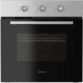 Midea 65M80M1IX Einbaubackofen, 70L Fassungsvermögen, 3000W, Edelstahl, 9 Funktionen, Doppelgrill, Umluft, pflegeleichter Emaille-Innenraum, Umluftkühlung, abnehmbare Backofentür
