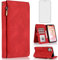 Asuwish Compatible with iPhone 11 6.1 Wallet Case Tempered Glass Screen Protector Zipper Leather Flip Cover Card Holder Stand Cell Phone for iphone11case iPhone11 i Phone11 11s XI 11R Women Men Red