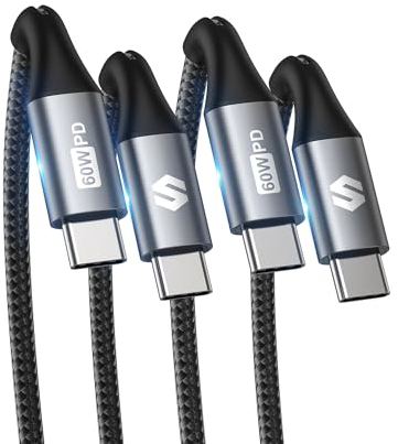 Silkland USB C auf USB C Kabel 0.5M 2Stück 3A/20V 60W, PD 3.0 & QC 4.0+, 50CM Ladekabel für iPhone 15/Pro/Pro Max/Plus, Samsung S24/S24 Ultra/S23/S22/S21, iPad Pro/Air 5/Mini 6, MacBook Air/Pro, Pixel