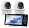 Homesuit Babyphone mit 2 Stück Kamera, 5 Video Baby Kamera mit 720P HD Display, VOX Modus, Nachtsichtgerät, 4000mAh Akku, 350M Reichweite, Gegensprechfunktion, Temperatursensor, Schlaflieder