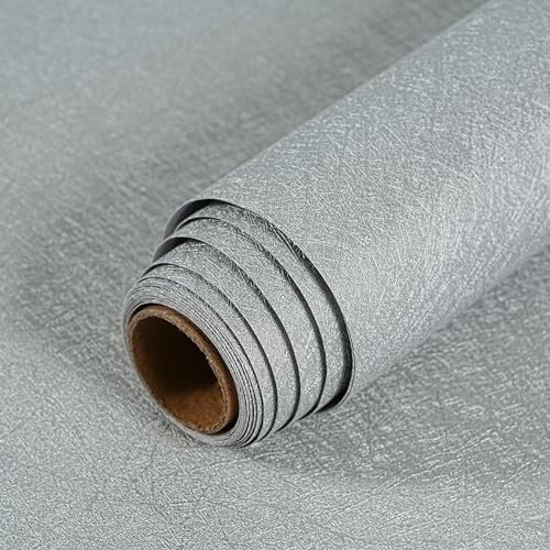 LOVADA Peel and Stick Wallpaper Silver Gray Silk Wall Paper - 40 x 508 CM Self Adhesive Wallpaper Peel and Stick, Easy to Paste Wall Contact Paper for Stand Liner, Table and Door Makeover Decor