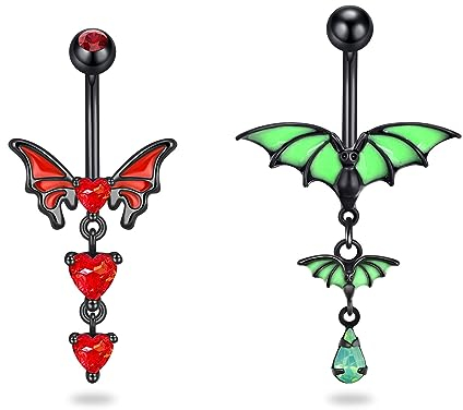 Longbeauty 14G Fledermaus Industrial Piercings Stab Industrial Barbell 38mm Edelstahl Zirkonia Ohr Piercing Schmuck, 2 Pcs