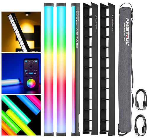 AMBITFUL A2 PRO A2PRO Full-Color RGB Tube Light, CRI 95 TLCI 97 Accurate Color,2500k-8500K Adjustable,RGB CCT HSI Mode, 26 Fx Light Effect,APP Control Support, Brightness Adjustable (A2PRO) (A2PRO-K2)