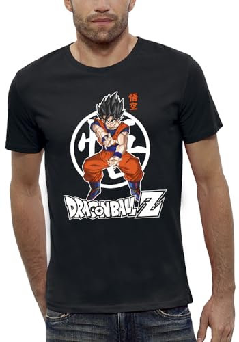 Dragon Ball Z T-Shirt Sangoku DBZ - Kamehameha - Produit sous Licence Officielle Homme - Taille L - Noir