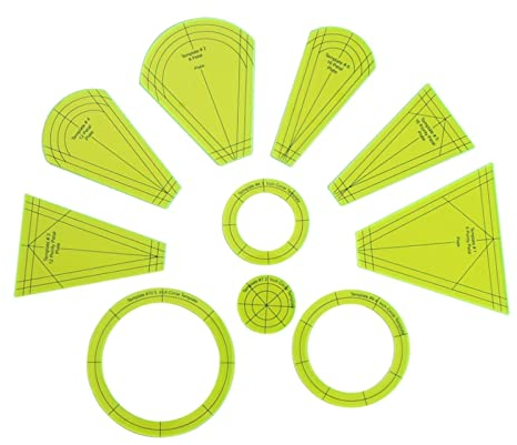 Versatile Set of 10 Multifunctional Sewing Patchwork Templates for Quilting - Ideal for Creating Various Shapes, Tumblers, Circles - Free-Machine Quilting with Ruler - Includes 10 Pieces