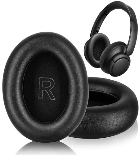Replacement Q30 Q35 EarPads for Anker Soundcore Life Q30BT/ Q35BT Headphones Soft Foam Ear Cushions Cover Cup, Protein Leather Earpads (Black)