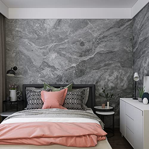 JSEVEM 60CM×5M Breit Dicker Grau Marmor Tapete Steinoptik Selbstklebend Marmortapete Klebefolie Selbstklebende Klebetapete Graue Marmoroptik Wand Papier Wasserfest Möbelaufkleber Küche Bad Wandtapete