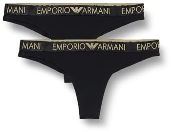 Emporio Armani Damen Iconic Microfiber 2-Pack Brasilian Unterwäsche, Nero,
