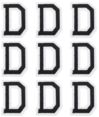 sourcing map Letters D Patches Black Iron-On Letters D Patch Sew Sew Embroidered Applique Patches 4.7cm/1.85 Inch Hot Melt Adhesive Process for Clothing Repair Backpack Jean,Pack of 9