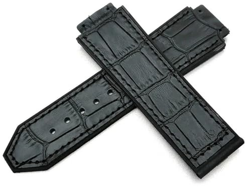 ORKDFJ Lederarmband für Hublot-Serie, 25 mm, Sportarmband, Ersatzarmband, Schwarz / Blau