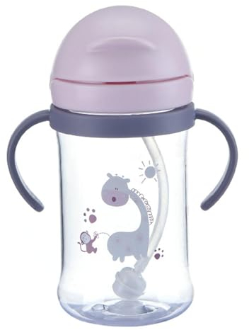 Zuasdvnk Strohhalmbecher für Kinder, Trinklernbecher, 2-in-1, 100 % wasserdicht, auslaufsicher, leicht zu öffnen, 400 ml